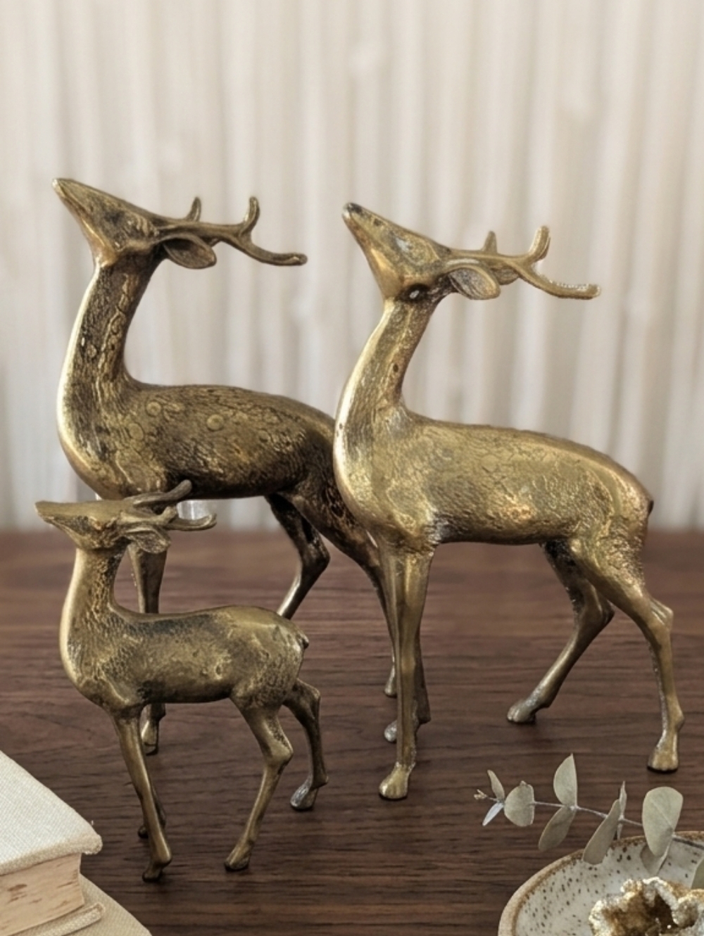 Vintage Brass Deer Family Figurines - Set of 3 - Made in Korea